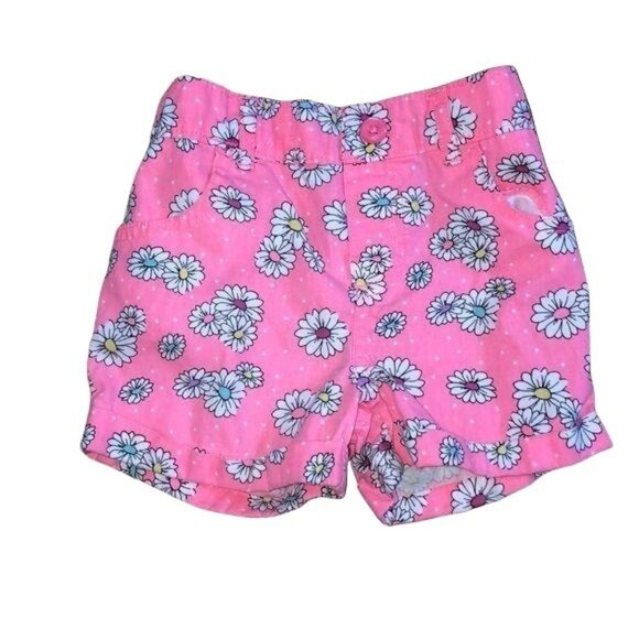 Girls Pink Daisy Print Shorts 3T By Garanimals - Picture 1 of 6